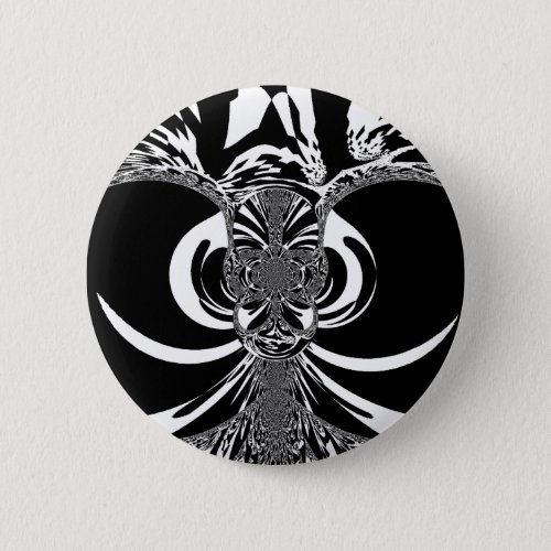 Black and White Elegant Classic Patterned Design Pinback Button