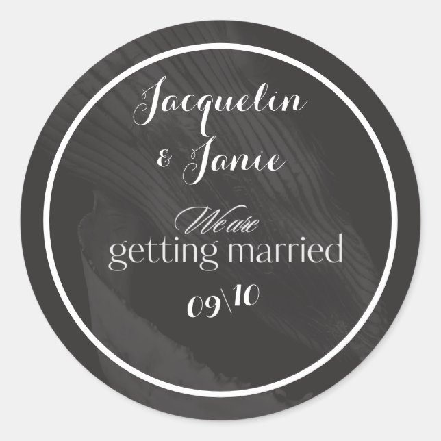 Black and White Elegant Classic Round Sticker (Front)