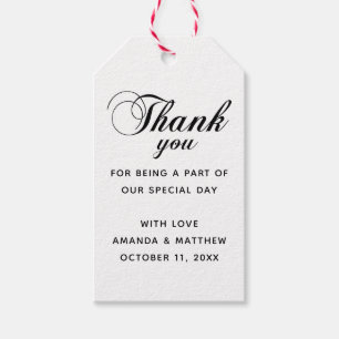 Black and white elegant classic wedding thank you gift tags