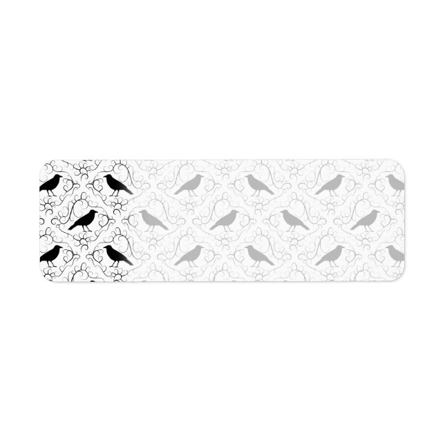 Black and White Elegant Crow Pattern. Label (Front)