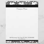 Black and White Elegant Damask Letterhead<br><div class="desc">Black and White Elegant Damask Letterhead design by Autograf Design Matching business card are available.</div>