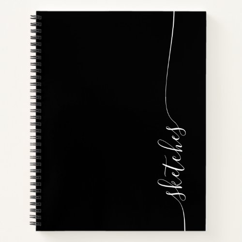 Black and White Elegant Delicate Script Sketch Notebook