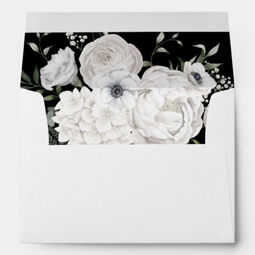 Black and White Elegant Floral Bouquet Modern Envelope