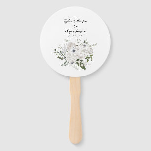 Black and White Elegant Floral Bouquet Modern Hand Fan