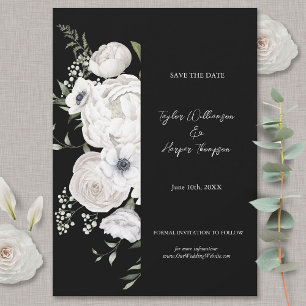 Black and White Elegant Floral Bouquet Modern Save The Date