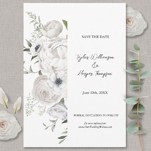 Black and White Elegant Floral Bouquet Modern Save The Date