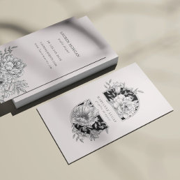 Black and White Elegant Floral Business Card