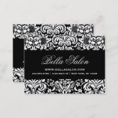 Black and White Elegant Floral Damask Business Card (Front/Back)
