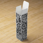 Black And White Elegant Floral Pattern Wine Box<br><div class="desc">Elegant black floral pattern over white custom background color.</div>