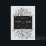 black and white elegant floral wedding invitation<br><div class="desc">Our "black white elegant floral" collection features line art florals with modern layout and elegant script. You choose from several pastel background or contact us for custom design through chat or email. Check our store for more items from this collection.</div>