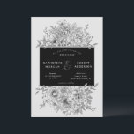 black and white elegant floral wedding invitation<br><div class="desc">Our "black white elegant floral" collection features line art florals with modern layout and elegant script. You choose from several pastel background or contact us for custom design through chat or email. Check our store for more items from this collection.</div>