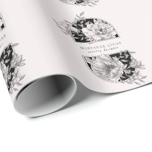 Black and White Elegant Floral Wrapping Paper