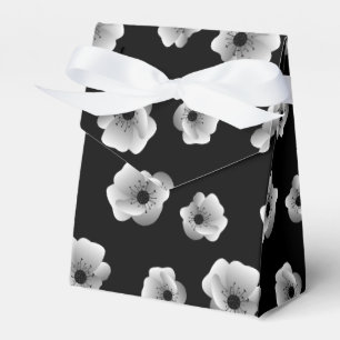 Black and White Elegant Flowers Minimalist Pattern Favor Boxes