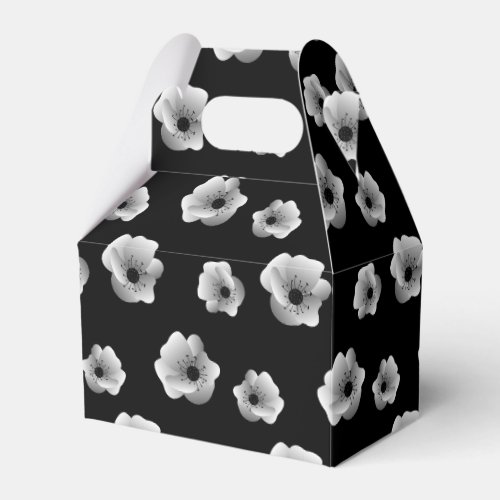 Black and White Elegant Flowers Minimalist Pattern Favor Boxes