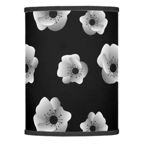 Black and White Elegant Flowers Minimalist Pattern Lamp Shade