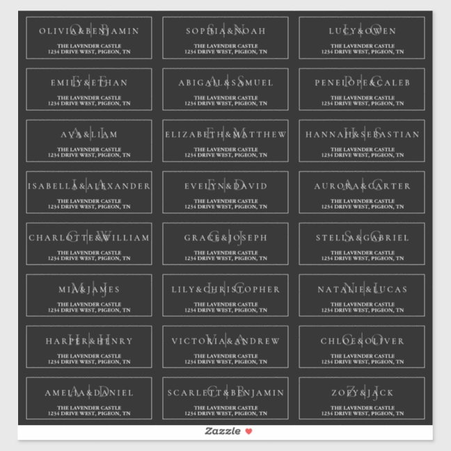 Black and White Elegant Formal Wedding Address Sticker