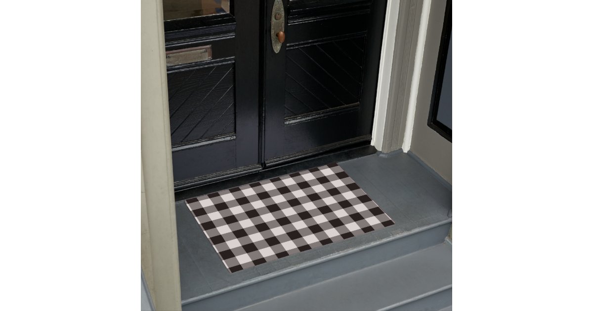 Black And White Elegant Gingham Checks Pattern Doormat Zazzle