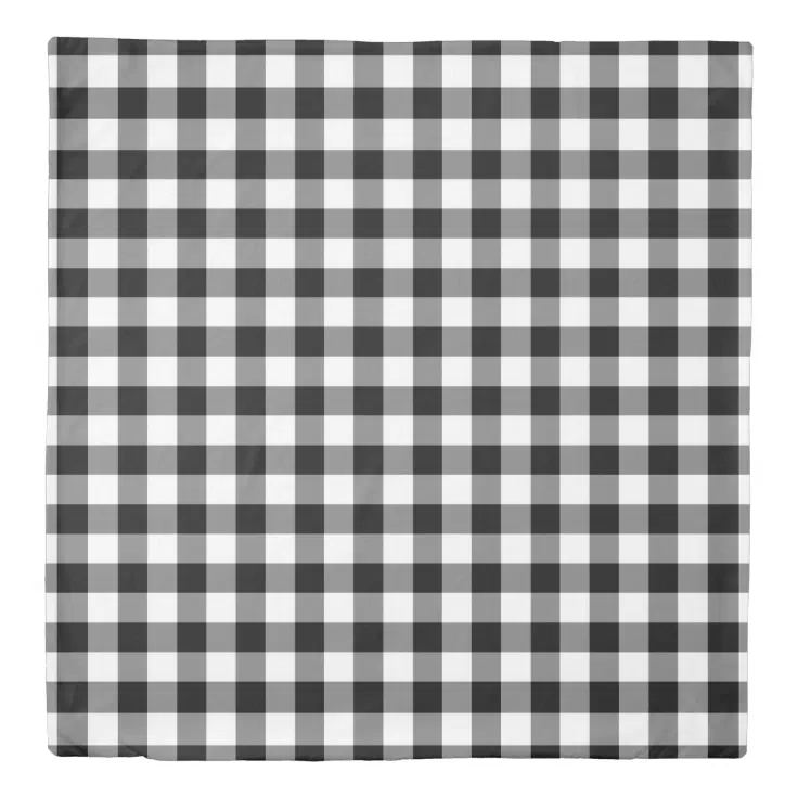 Black And White Elegant Gingham Checks Pattern Duvet Cover Zazzle