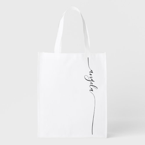 Black and White Elegant Glam Signature Grocery Bag