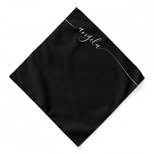 Black and White Elegant Glam Signature Style Name Bandana (Front)