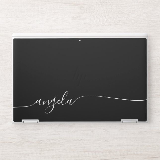Black and White Elegant Glam Signature Style Name HP Laptop Skin (Front)