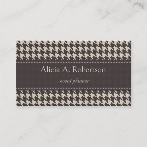 Customizable Black and White Elegant Houndstooth Business Card
