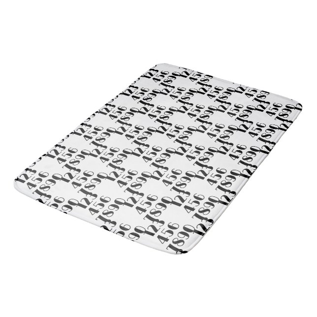 Black and White Elegant Limelight : 0 to 9 Bath Mat (Angled)