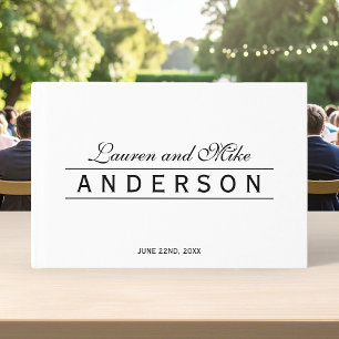 Black and White Elegant Lines Couple Name Wedding Guest Book