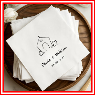 Black and White Elegant Minimalist Modern Wedding Napkins