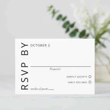 Black and White Elegant Minimalist Modern Wedding RSVP Card