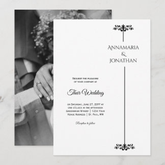 Black and White Elegant Minimalist Photo Wedding | Invitation