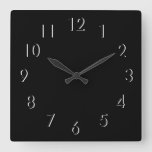 Black And White Elegant Minimalist Square Wall Clock at Zazzle