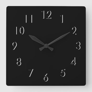 Black And White Elegant Minimalist Square Wall Clock by M_Sylvia_Chaume at Zazzle
