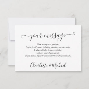 Black And White Elegant Modern Event Message Card