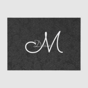 Black And White Elegant Modern Girly Monogram Tissue Paper