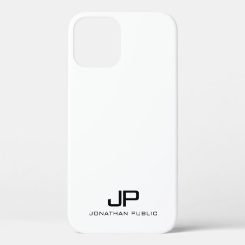Black And White Elegant Modern Minimal Monogram iPhone 12 Pro Case