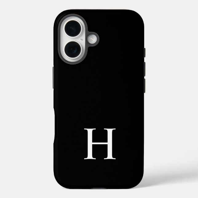 Black and White Elegant Modern Minimalist Monogram Case-Mate iPhone Case (Back)