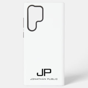 Black And White Elegant Modern Minimalist Monogram Samsung Galaxy S22 Ultra Case