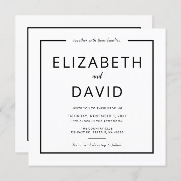 Black and White Elegant Modern Minimalist Wedding Invitation