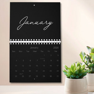 Black and White Elegant Modern Script 2027 Calendar