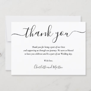 Black and White Elegant Modern Script Thank You Card
