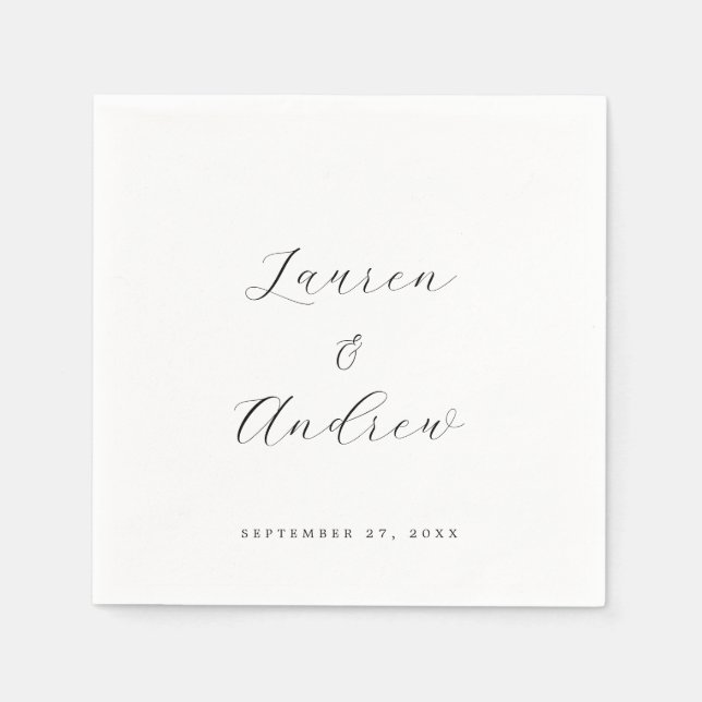 Black and White Elegant Modern Simple Wedding Napkins (Front)