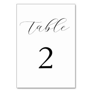 Black and White Elegant Modern Simple Wedding Table Number
