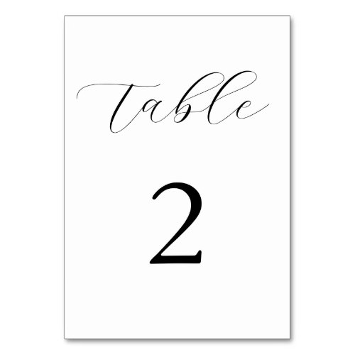 Black and White Elegant Modern Simple Wedding Table Number