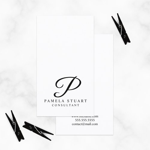 Black and White Elegant Monogram Business Card
