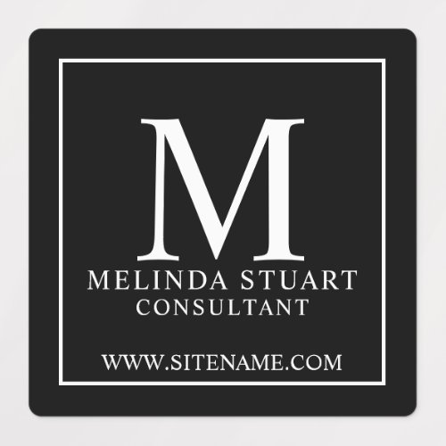 Black and White Elegant Monogram Business Labels