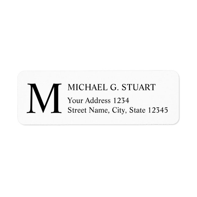 Black and White Elegant Monogram Label (Front)