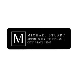 Black and White Elegant Monogram Label