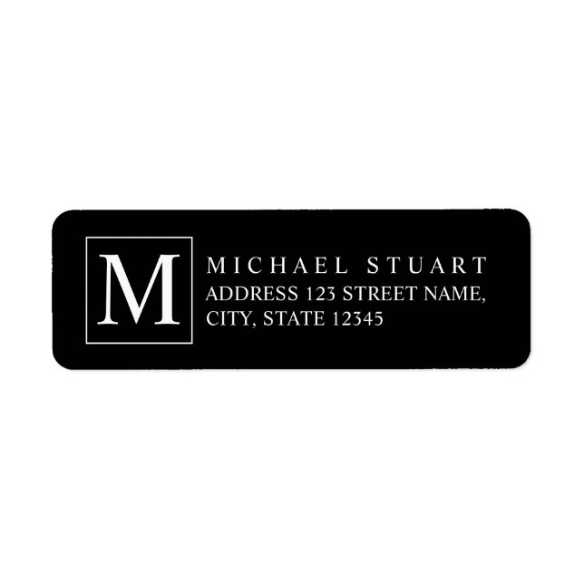 Black and White Elegant Monogram Label (Front)