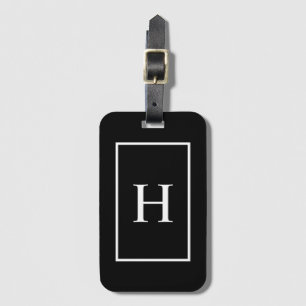 Black and White Elegant Monogram Luggage Tag